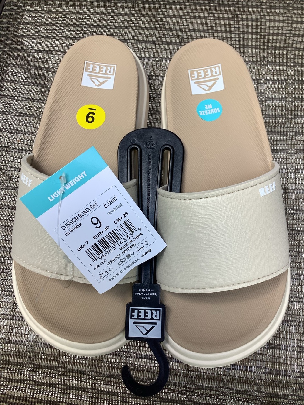 NWT REEF Cushion Bondi Bay Slide Sandals Taupe Vintage Oasis 9 $70
